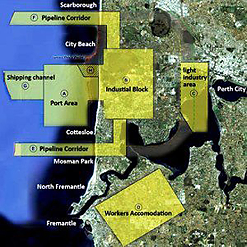 Proposed Gas Hub Overlaid On Perth